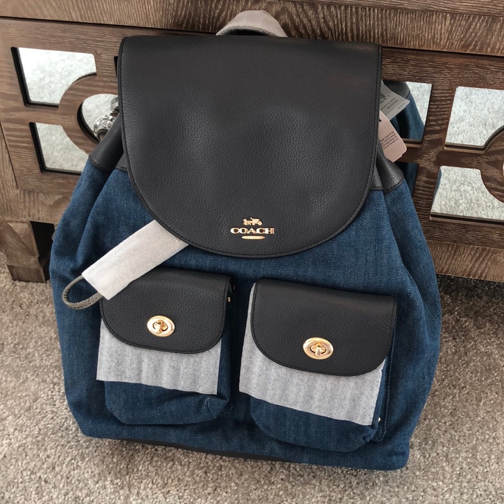 NWT COACH Denim Backpack